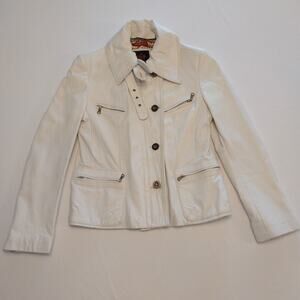 Nouhaila Cuir White lamb leather Jacket Coat Size‎ 38 Euro Small Biker Moto Punk